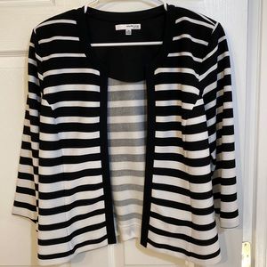 Studio One New York Women’s Jacket Cardigan Stripped Black  and White sz 14